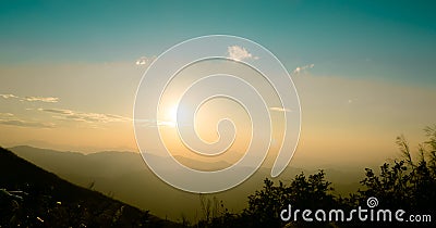 Beautiful scenic sunset in Hills Stock Photo