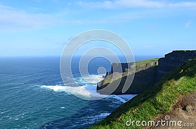 Beautiful Scenic View of Ireland`s Cliffs of Moher Stock Photo