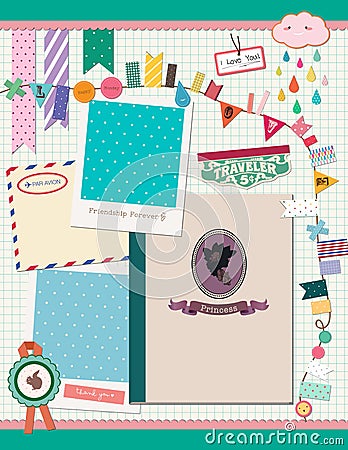 Beautiful Scrapbooking Elements Vector Illustration