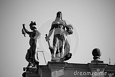 A beautiful sculpture from the 19th century at the Reichenberg Theater in Liberec Stock Photo