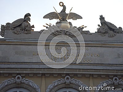 Beautiful sculpture at the top of The Gloriette, Vienna, Austria. Editorial Stock Photo