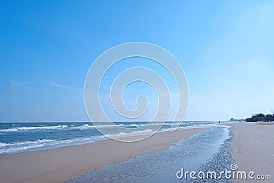 A beautiful sea beach at Cha-um, Phetchaburi Thailand with blue sky Stock Photo