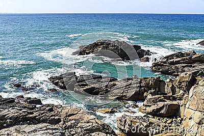 .Beautiful sea, oceanic landscape, wild ocean coast in France Stock Photo