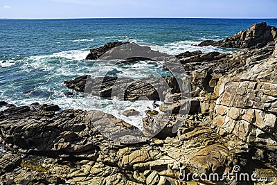 .Beautiful sea, oceanic landscape, wild ocean coast in France Stock Photo