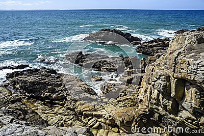 .Beautiful sea, oceanic landscape, wild ocean coast in France Stock Photo