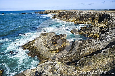 .Beautiful sea, oceanic landscape, wild ocean coast in France Stock Photo