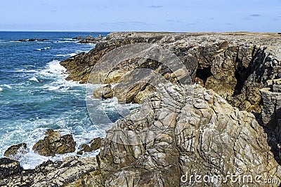 .Beautiful sea, oceanic landscape, wild ocean coast in France Stock Photo