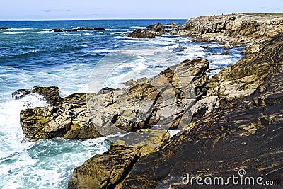 .Beautiful sea, oceanic landscape, wild ocean coast in France Stock Photo