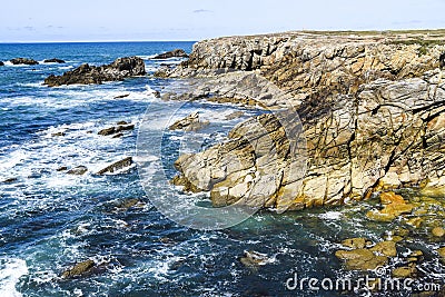 .Beautiful sea, oceanic landscape, wild ocean coast in France Stock Photo