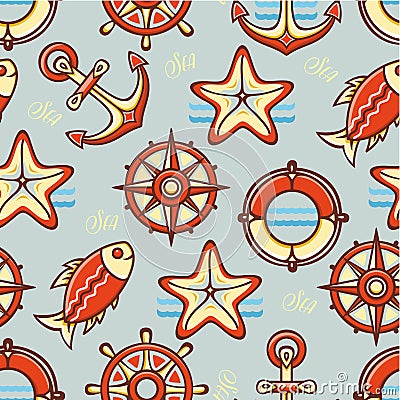 Beautiful sea seamless pattern. Vector Illustration