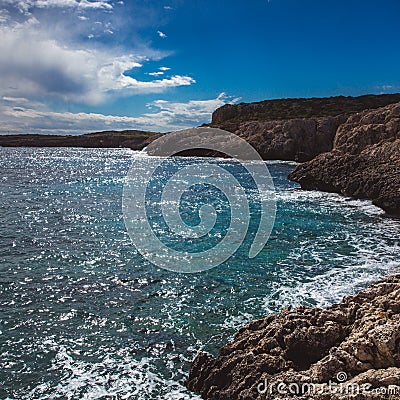 Beautiful sea shore in Cyprus. A view of a sea shore in Kavo Greko nenar Aiya Napa, Cyprus Stock Photo