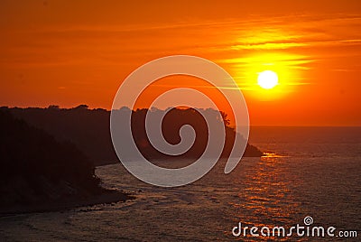 Beautiful Sea Sunset Beach Stock Photo