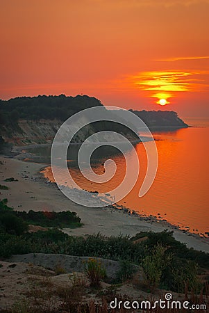 Beautiful Sea Sunset Beach Stock Photo