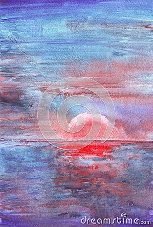 Beautiful sea on watercolor painting background Stock Photo