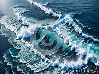 Beautiful sea waves rise and fall in an elegant dance, their foamy crests glistening under the sunlight Stock Photo
