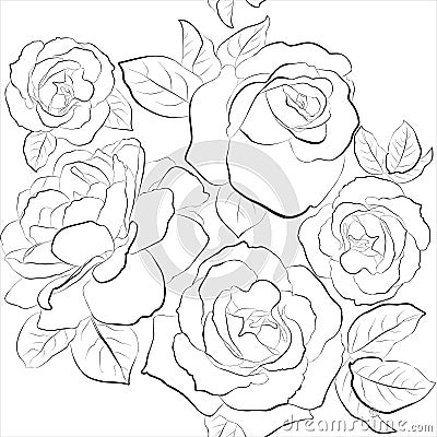 Beautiful seamless background with roses Vector Illustration
