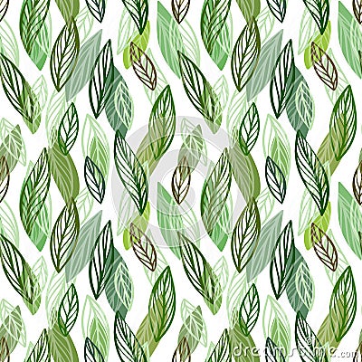 Beautiful seamless floral pattern background. Green leaves backdrop. Hibiscus leaves vector repeatable design. Vector Illustration
