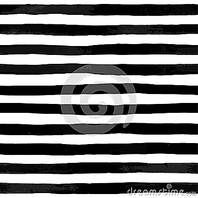 Beautiful seamless pattern with black and white watercolor stripes Vector Illustration