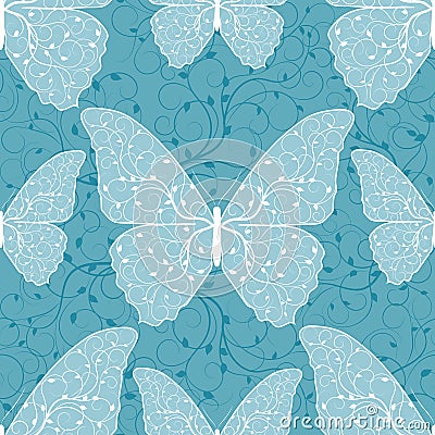 Beautiful seamless pattern with butterflies Vector Illustration