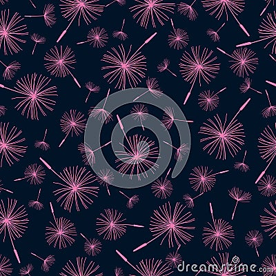 Beautiful seamless pattern with dandelion fluff Vector Illustration