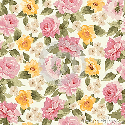 Beautiful Seamless peony pattern Vector Illustration