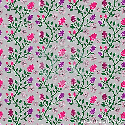 Beautiful pink and purple floral seamless pattern tile Vector Illustration