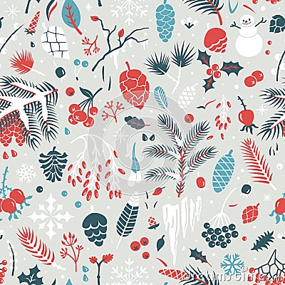 Beautiful seamless winter pattern Vector Illustration