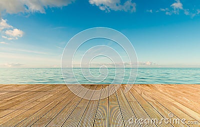 Beautiful seascape with empty wooden pier Stock Photo