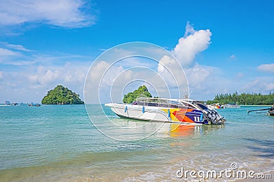 Beautiful seascape and Endless horizon at Ao nang beach in krabi city Thailand Editorial Stock Photo