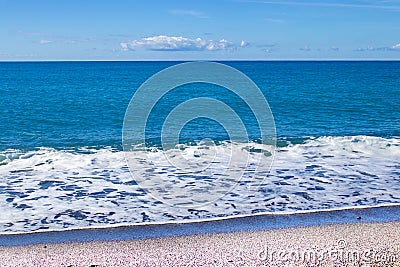 Beautiful Seascape Panorama. Composition of Nature. Paradise Beach. Stock Photo