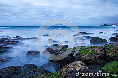 Beautiful seascape panorama. Long Exposure. Nature background Stock Photo