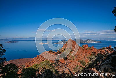 Beautiful seascape on peninsula of Methana on Peloponnese, Greece Stock Photo