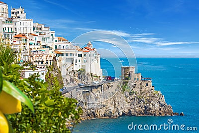 Beautiful seaside city Amalfi in province of Salerno, Campania, Italy Stock Photo