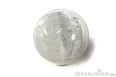 Beautiful selenite sphere mineral on white background Stock Photo