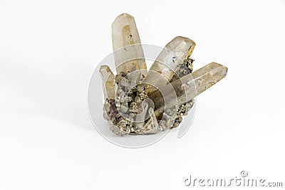 Beautiful semiprecious stone Quarz crystals on a white backgroundr Stock Photo