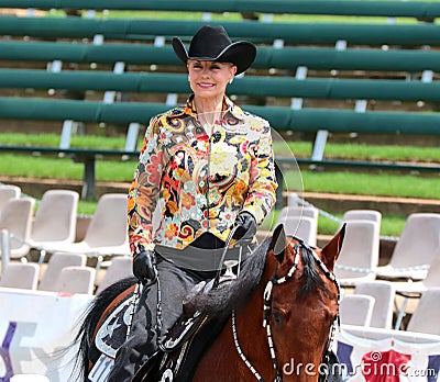 A Beautiful Senior Citizen Rides A Horse At The Germantown Charity Horse Show Editorial Stock Photo