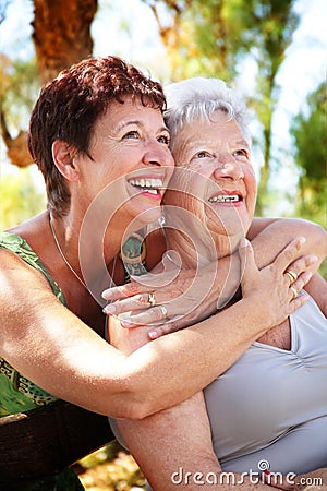 Beautiful senior mother and daughter Stock Photo