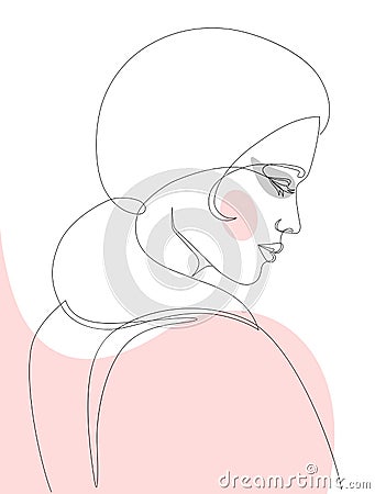 Beautiful sensual young woman, continuous line drawing art Vector Illustration