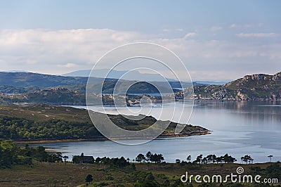 Beautiful and serene landscape of a lake in the Highlands of Scotland, United Kingdom Stock Photo