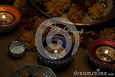 Diwali Holiday/ Diwali Lamp Twenty-Four Text Stock Photo