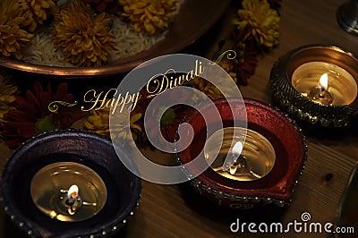 Diwali Holiday/ Diwali Lamp Twenty-Five Text Stock Photo