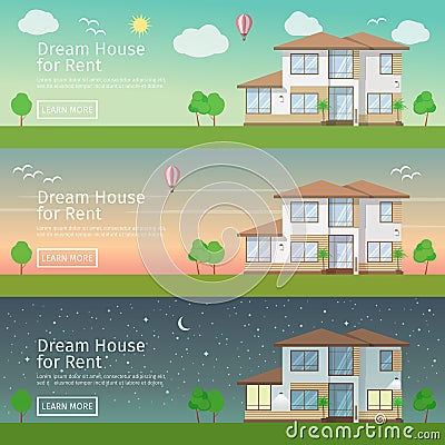 Beautiful set of flat vector web banners on the theme modern Real Estate Vector Illustration
