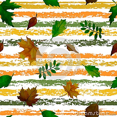 Beautiful set of leaves background. Seamless pattern. Vector Illustration
