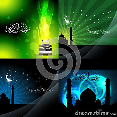 Beautiful set of ramadan kareem background Vector Illustration