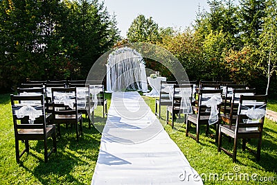 Beautiful setting for outdoors wedding ceremony Stock Photo