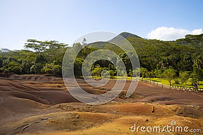 The beautiful Seven Coloured Earth Terres des Sept Couleurs. Chamarel, Island Mauritius, Indian Ocean, Africa Stock Photo