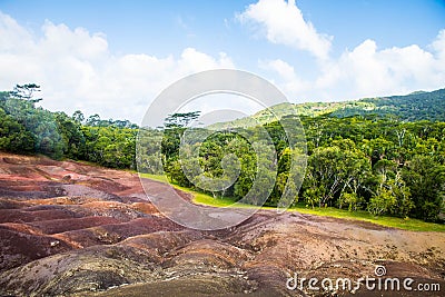 The beautiful Seven Coloured Earth (Terres des Sept Couleurs). Chamarel, Island Mauritius, Indian Ocean, Africa Stock Photo