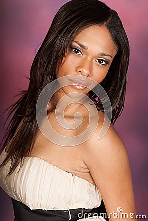 https://thumbs.dreamstime.com/x/beautiful-sexy-african-american-black-woman-wearing-white-dress-lady-girl-formal-cream-standing-front-purple-violet-45582212.jpg