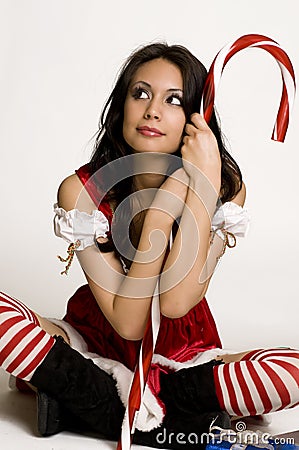 Beautiful Santa Claus helper Stock Photo