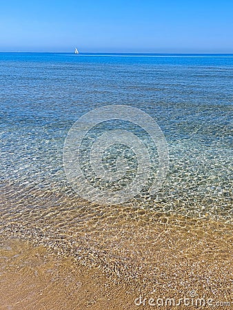 Beautiful shades of blue, cyan, turquoise, aquamarine in the Mediterranean Sea. Stock Photo